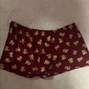 New Primark 100% Cotton Womens XL Red/Burgundy Teddy Bear Print Sleep Shorts
